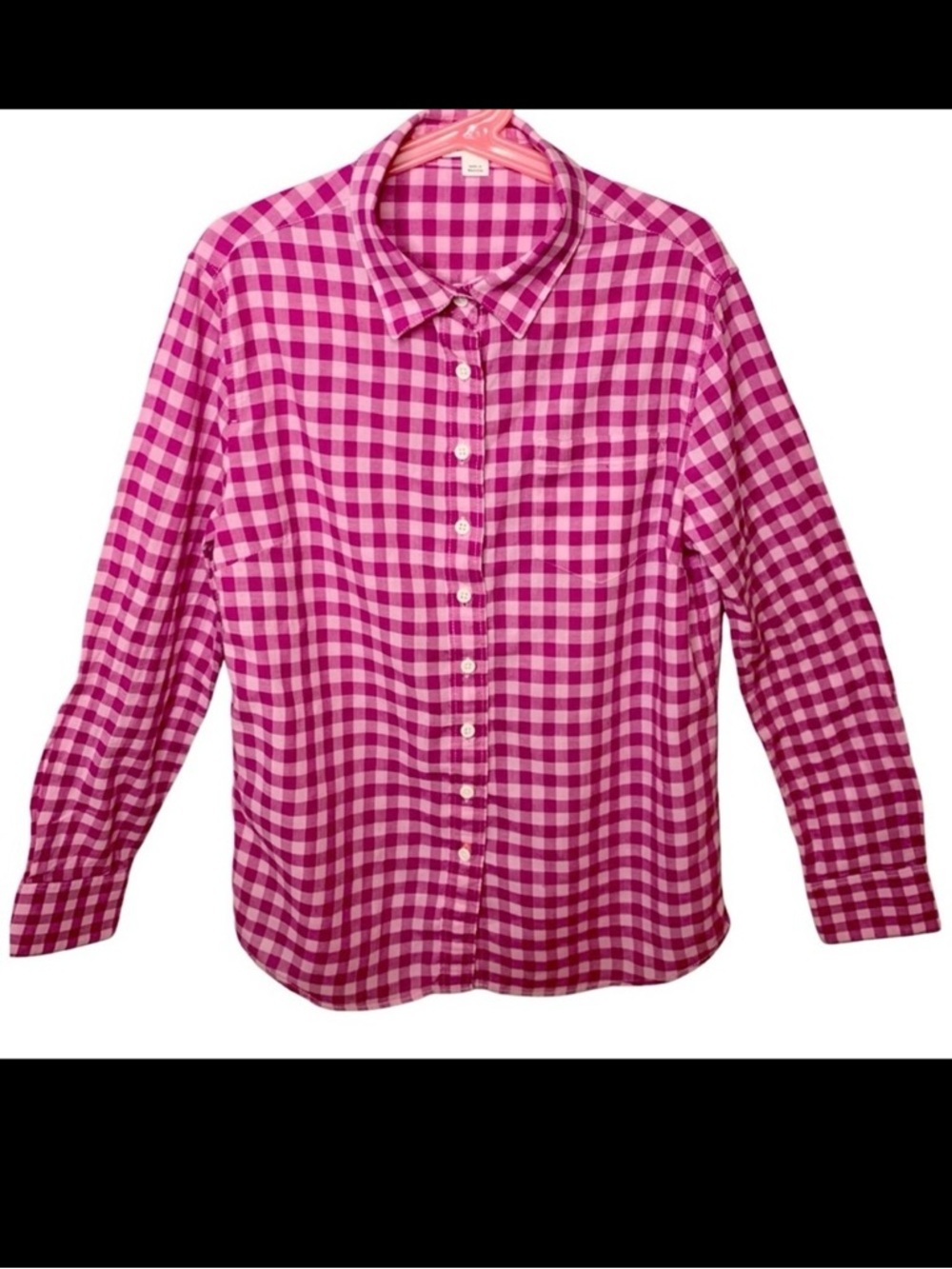 CREWCUTS Plaid Checked Cotton Button Down Shirt Casual Raspberry Pink Size 12